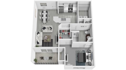 Floor plan for 1 bed, 1 bath, 808 sqft